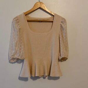 Elegant Cream Puff Sleeve Top